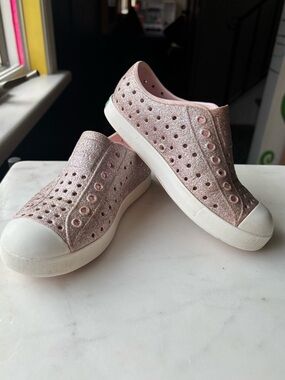 Girls glitter pink Native shoes size 12